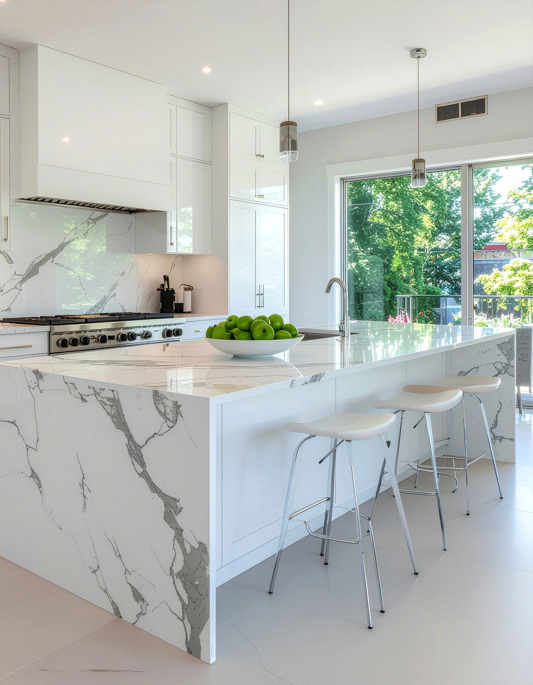 White Marble Island - 30 light-filled kitchen ideas