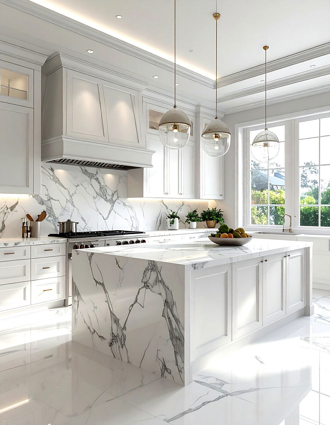 White Marble Kitchen - 30 high-end kitchen ideas