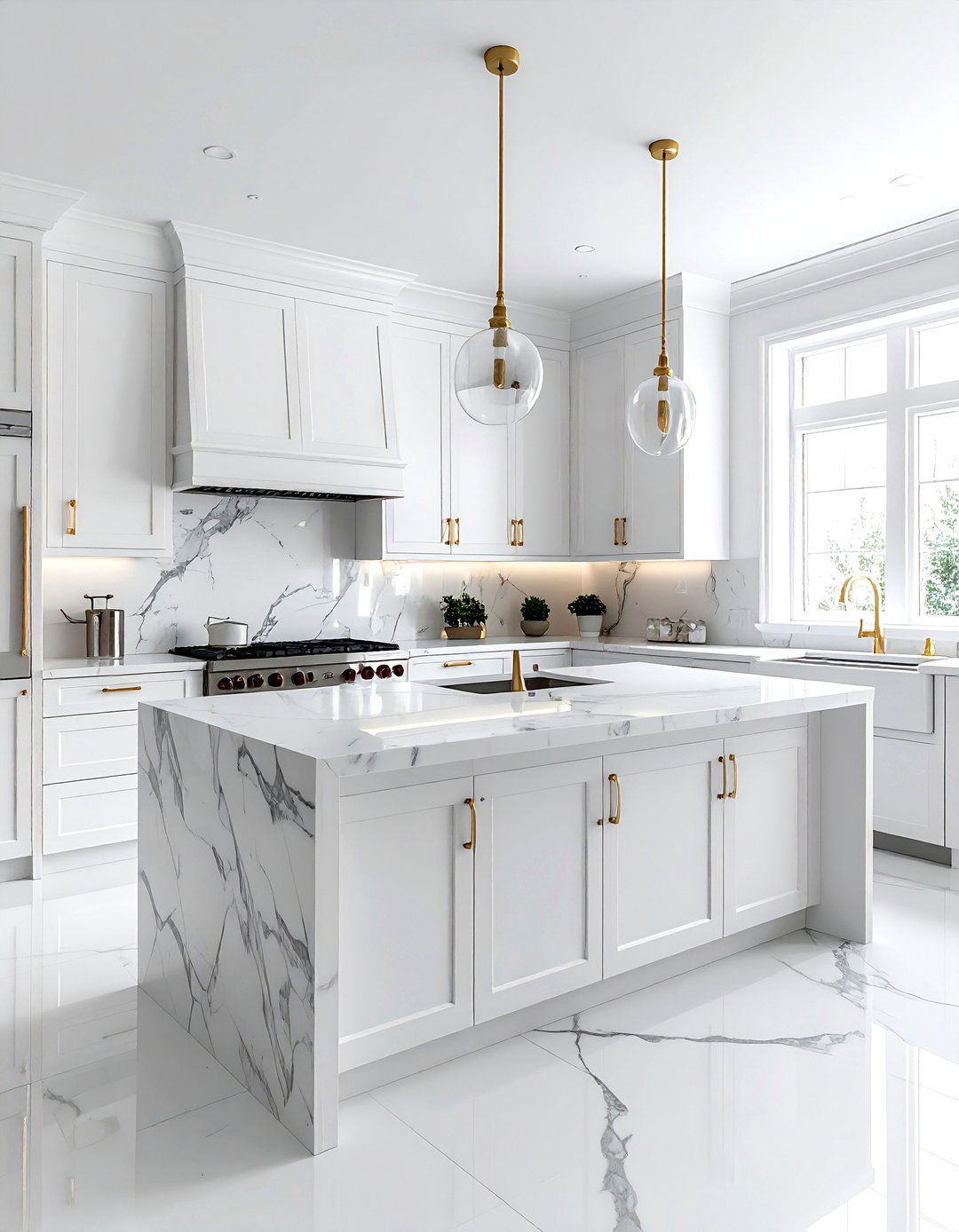 White Marble Kitchen - 30 brownstone kitchen ideas