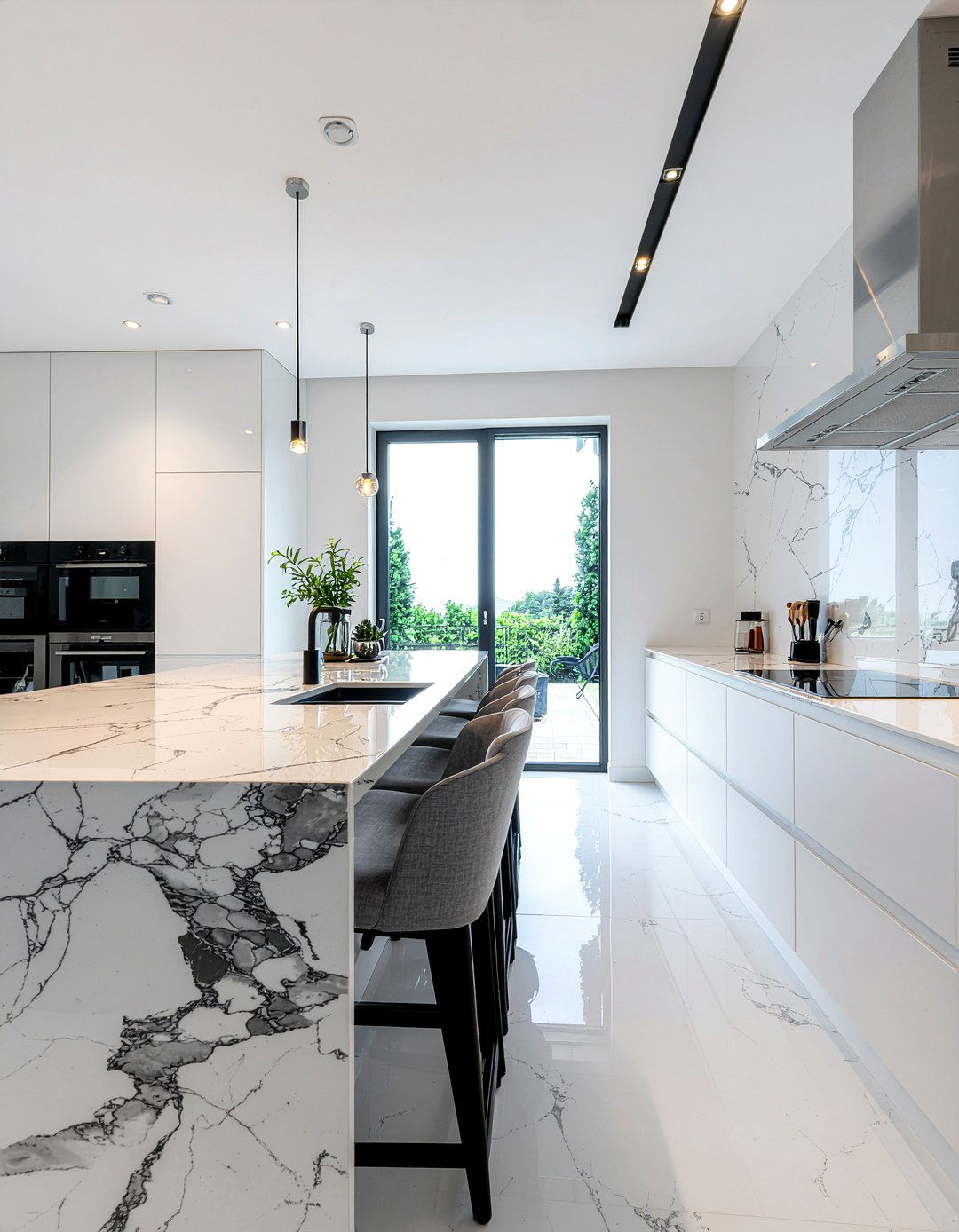 White Marble Laminate Kitchen - 30 laminate countertop kitchen ideas