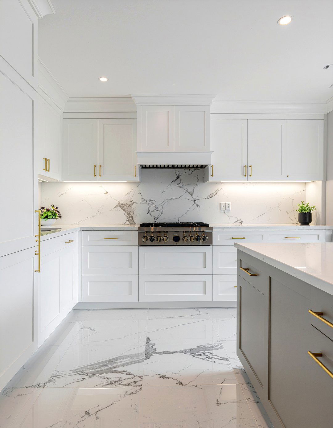 White Marble Look Porcelain Tile - 30 porcelain tile floor kitchen ideas