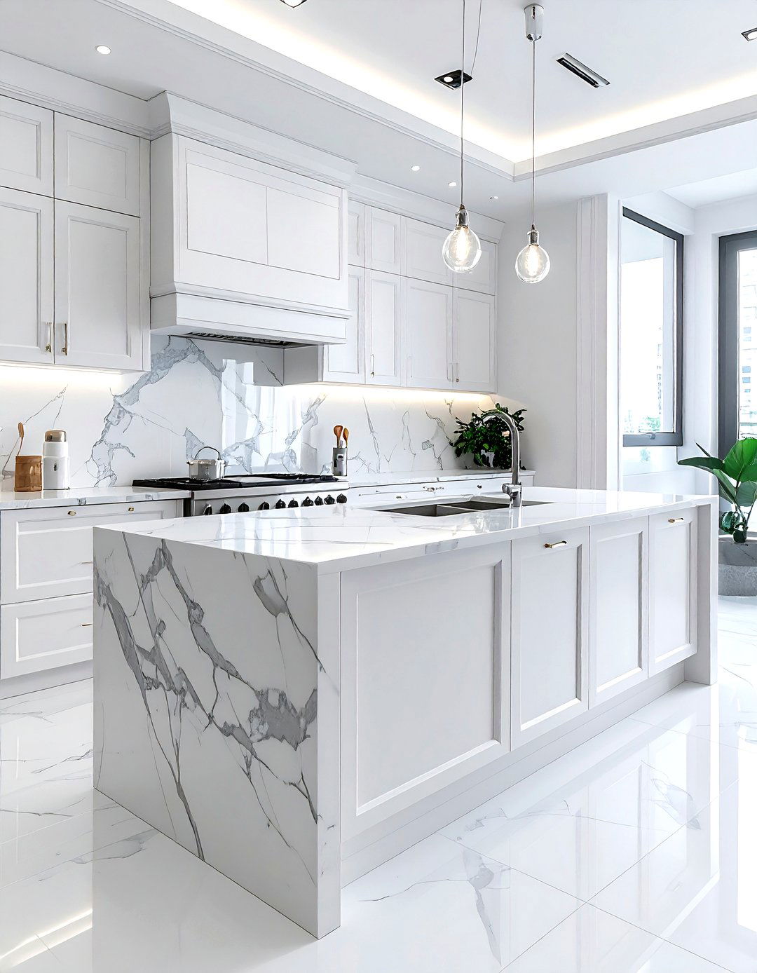 White Marble Scullery - 30 kitchen second kitchen ideas
