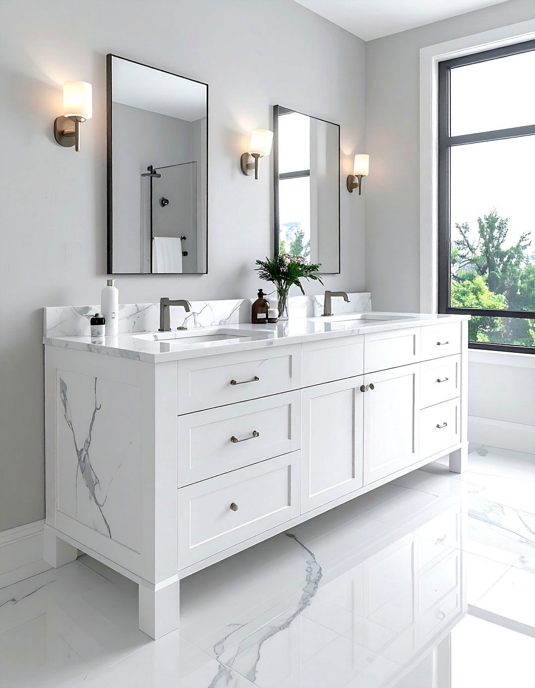 White Marble Top Vanity - 30 white bathroom furniture ideas