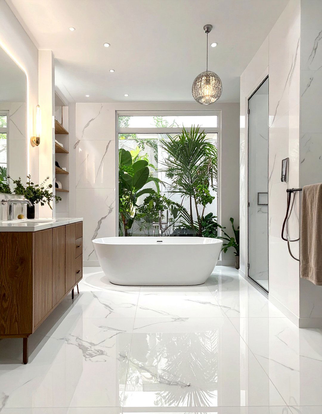 White Marble Vinyl - 30 bathroom vinyl flooring ideas