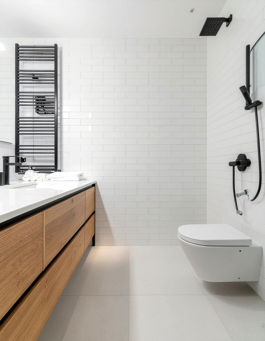 White Matte Large Subway Tile - 30 large subway tile bathroom ideas