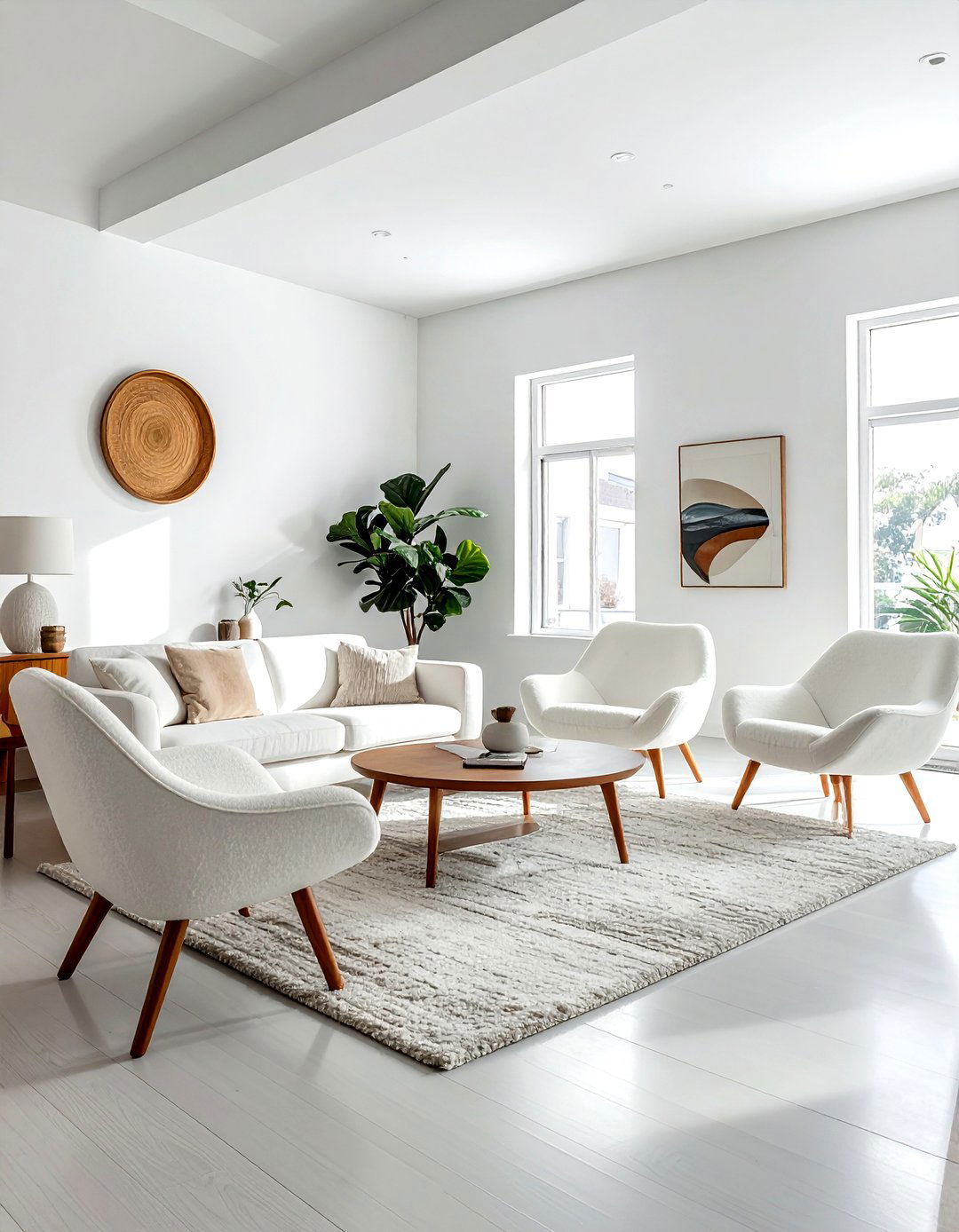 White Mid Century Modern Living Room - 30 contemporary white living room ideas