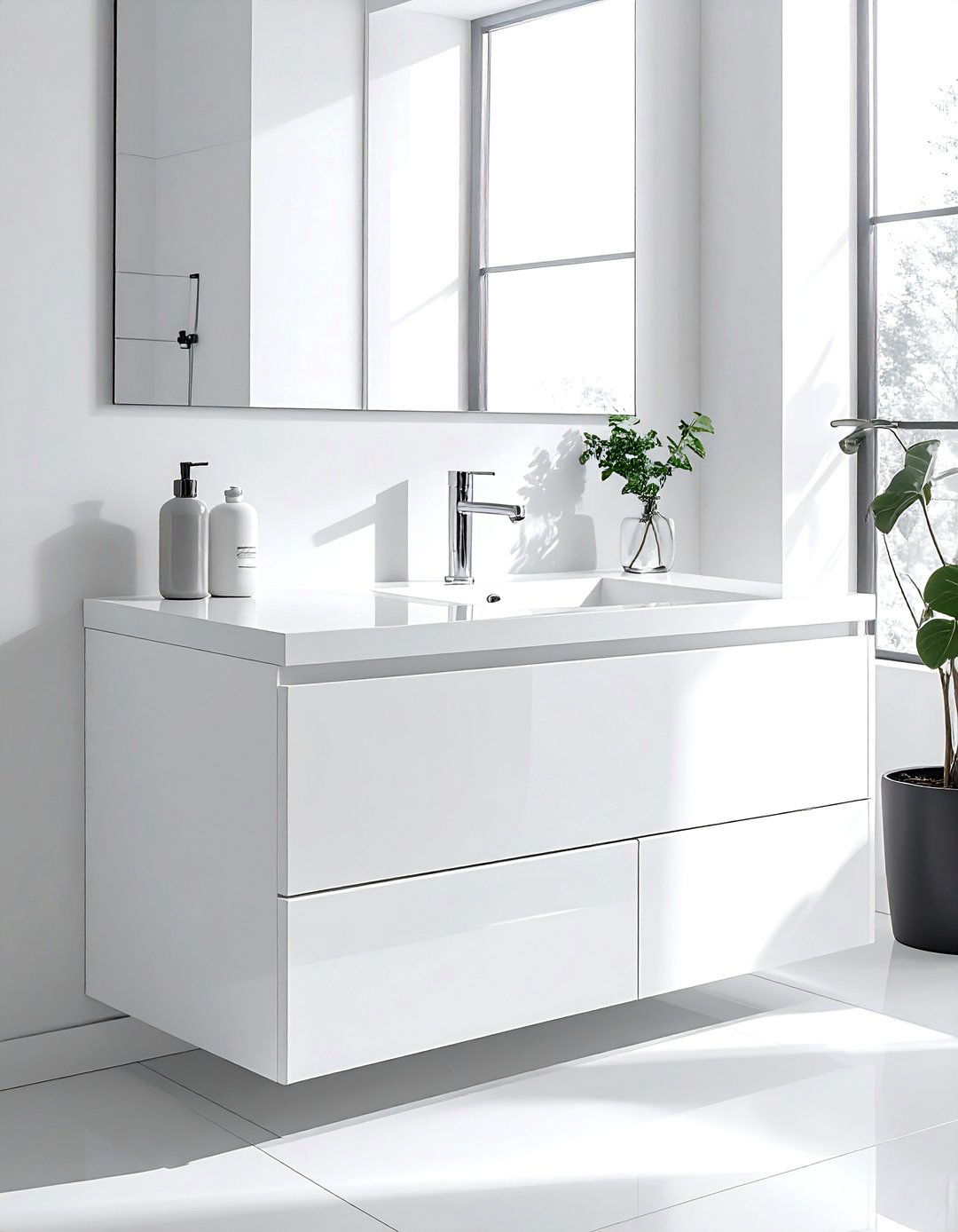 White Minimalist Bathroom Vanity - 30 white bathroom furniture ideas