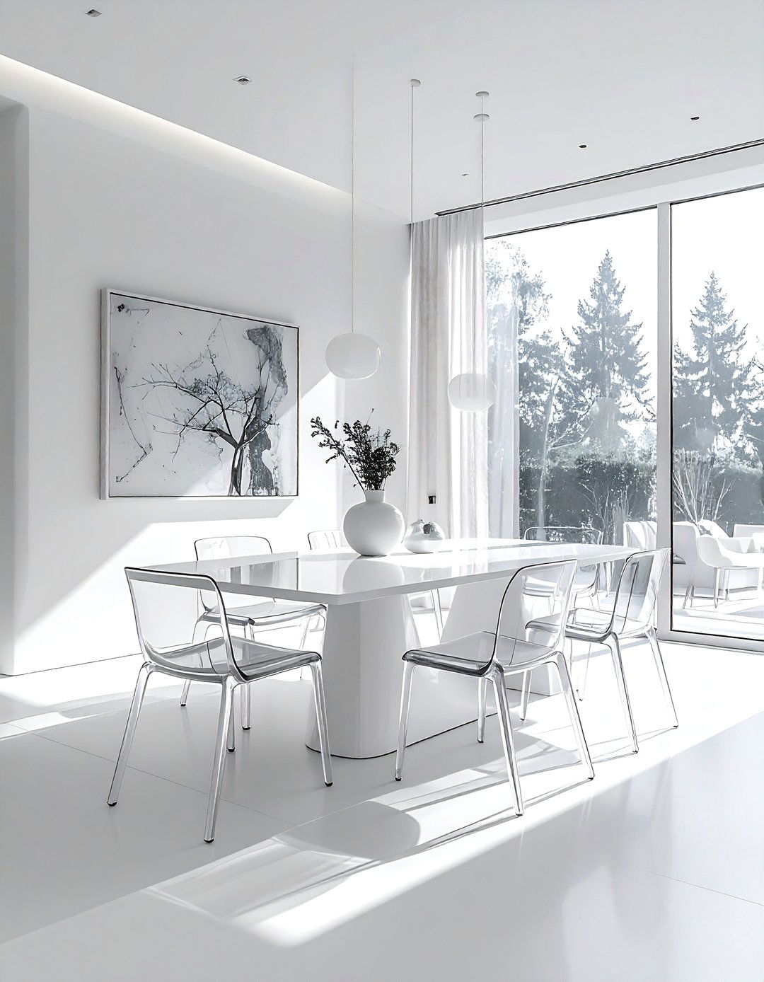 White Minimalist Dining Room - 30 airy dining room ideas