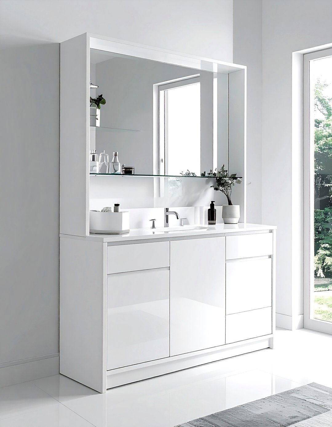 White Mirrored Medicine Cabinet - 30 white bathroom furniture ideas