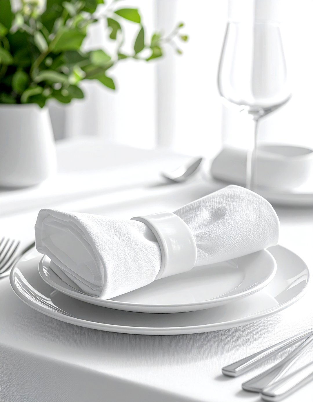 White Napkin Rings - 30 white dining room accessories ideas
