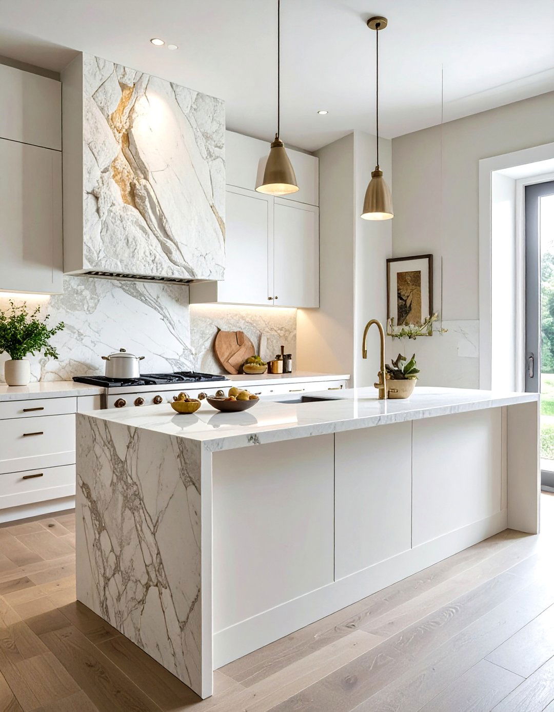 White Natural Stone - 30 white kitchen ideas