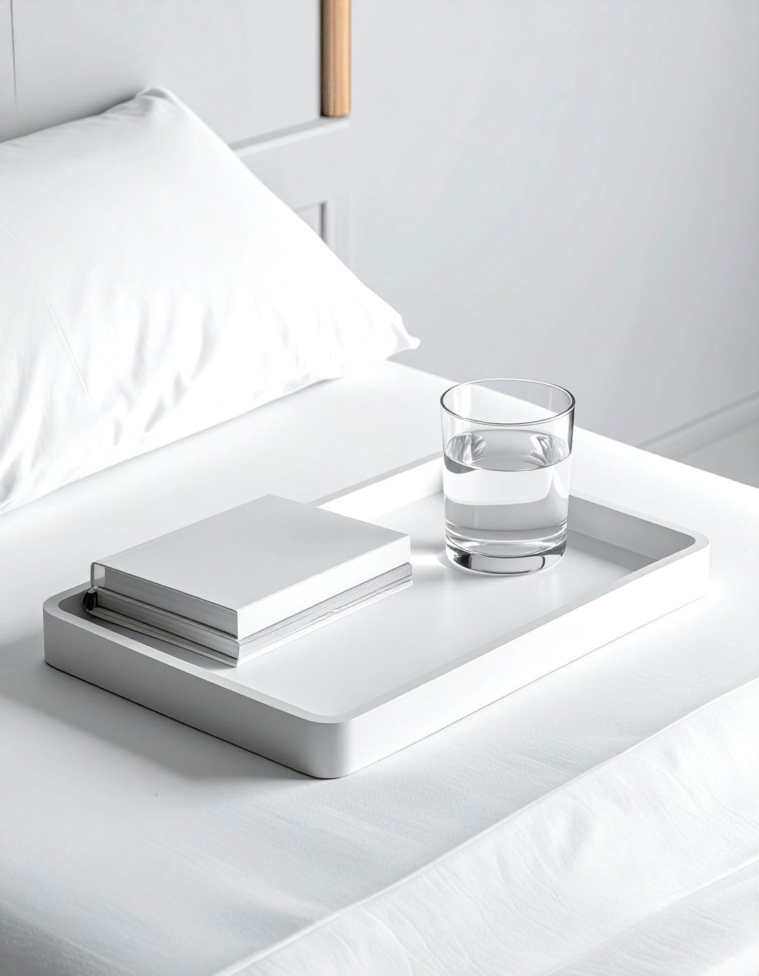 White Nightstand Tray - 30 white bedroom accessories ideas