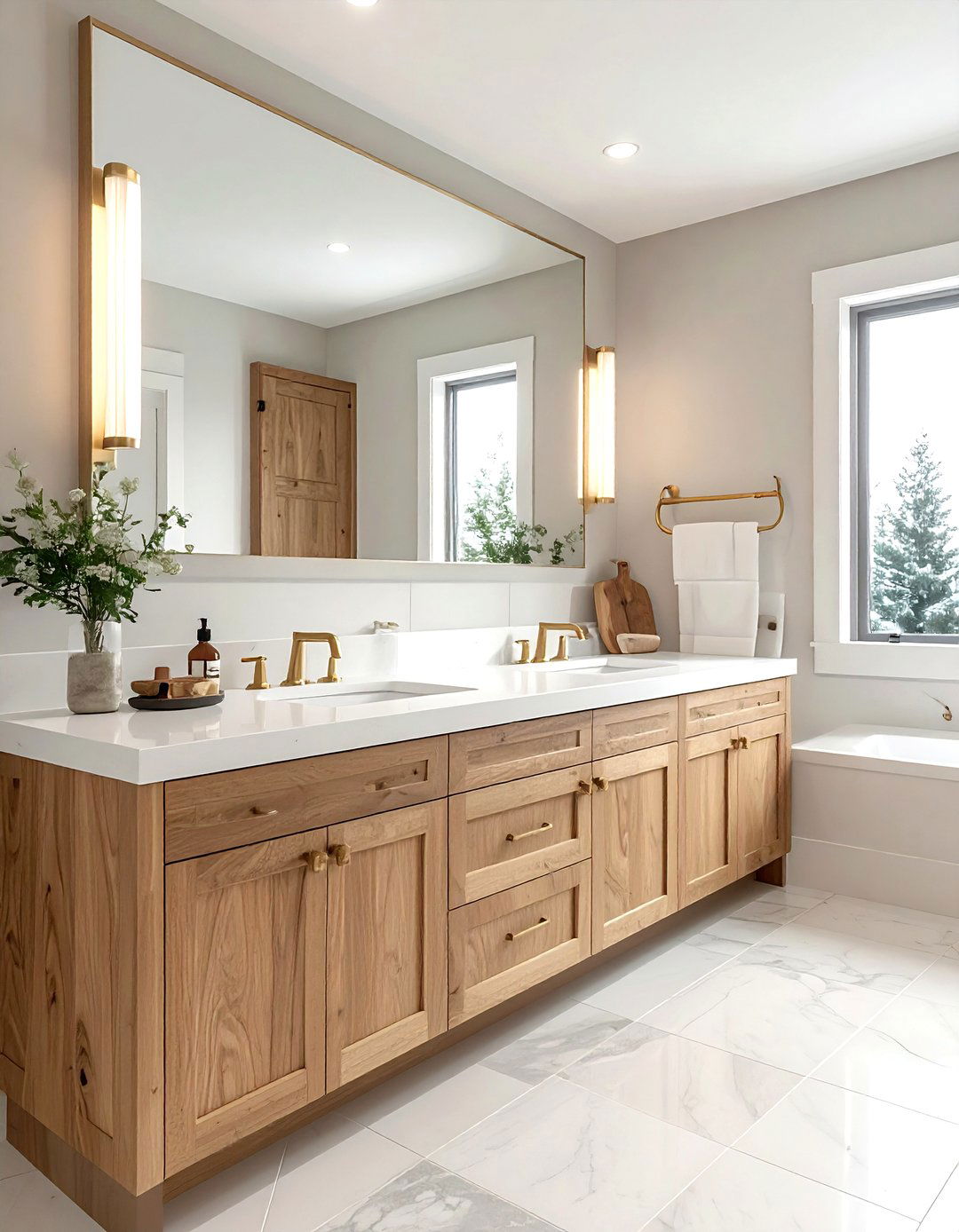 White Oak Bathroom Cabinet - 30 serene bathroom ideas