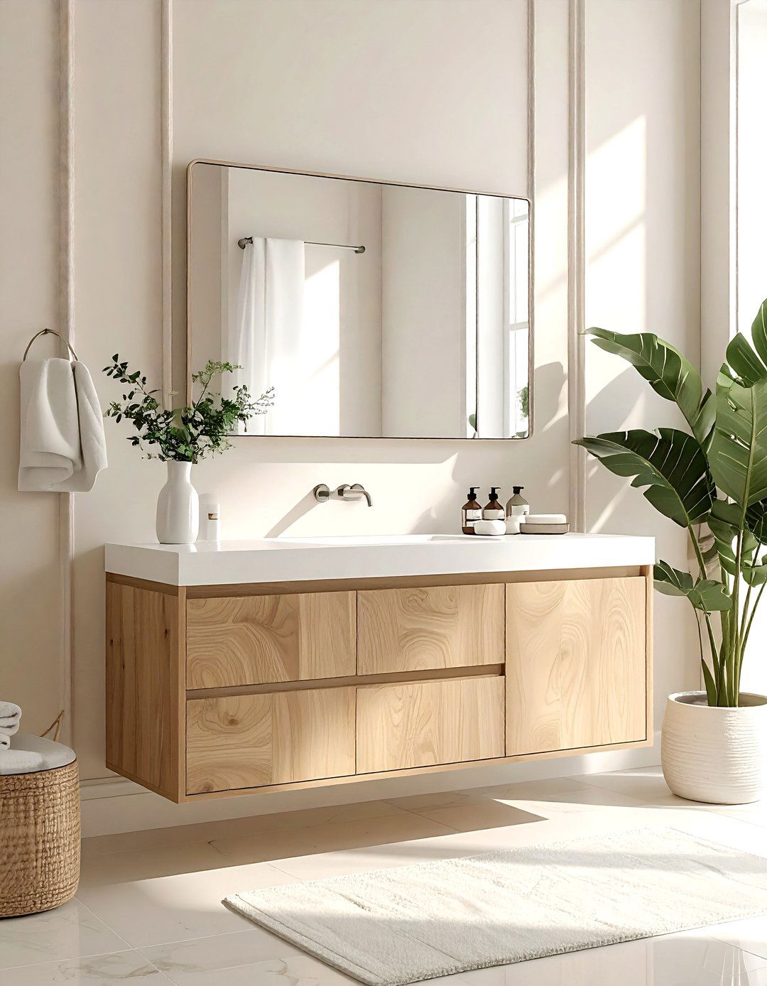 White Oak Bathroom Vanity - 30 cream and white bathroom ideas