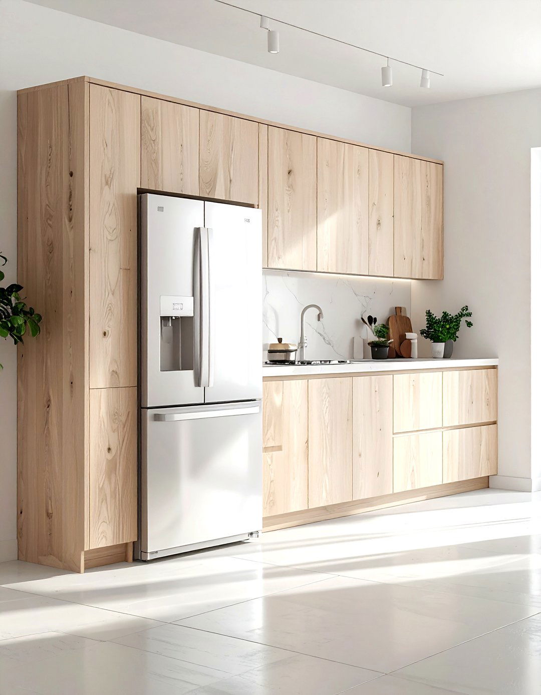 White Oak Kitchen Refrigerator - 30 built-in refrigerator kitchen ideas