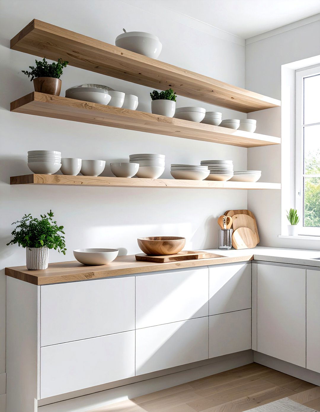 White Open Shelving - 30 white kitchen ideas