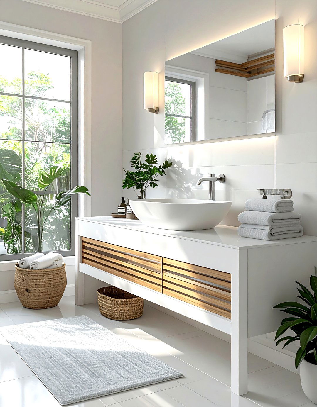 White Open Shelving Vanity - 30 white bathroom furniture ideas