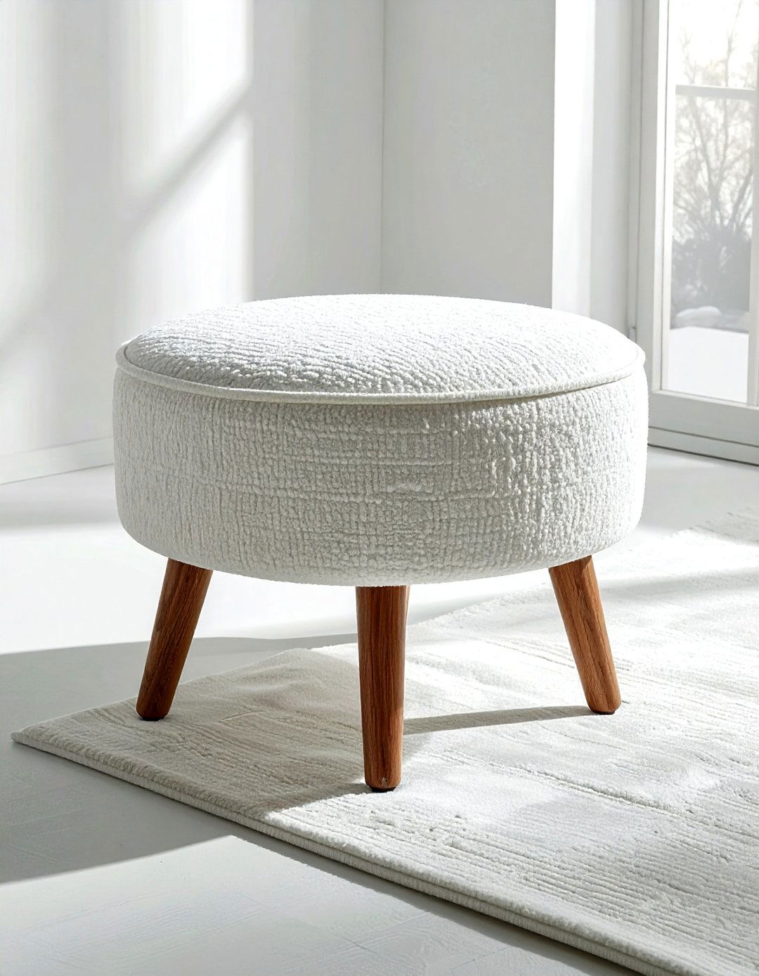 White Ottoman Stool - 30 white bedroom accessories ideas