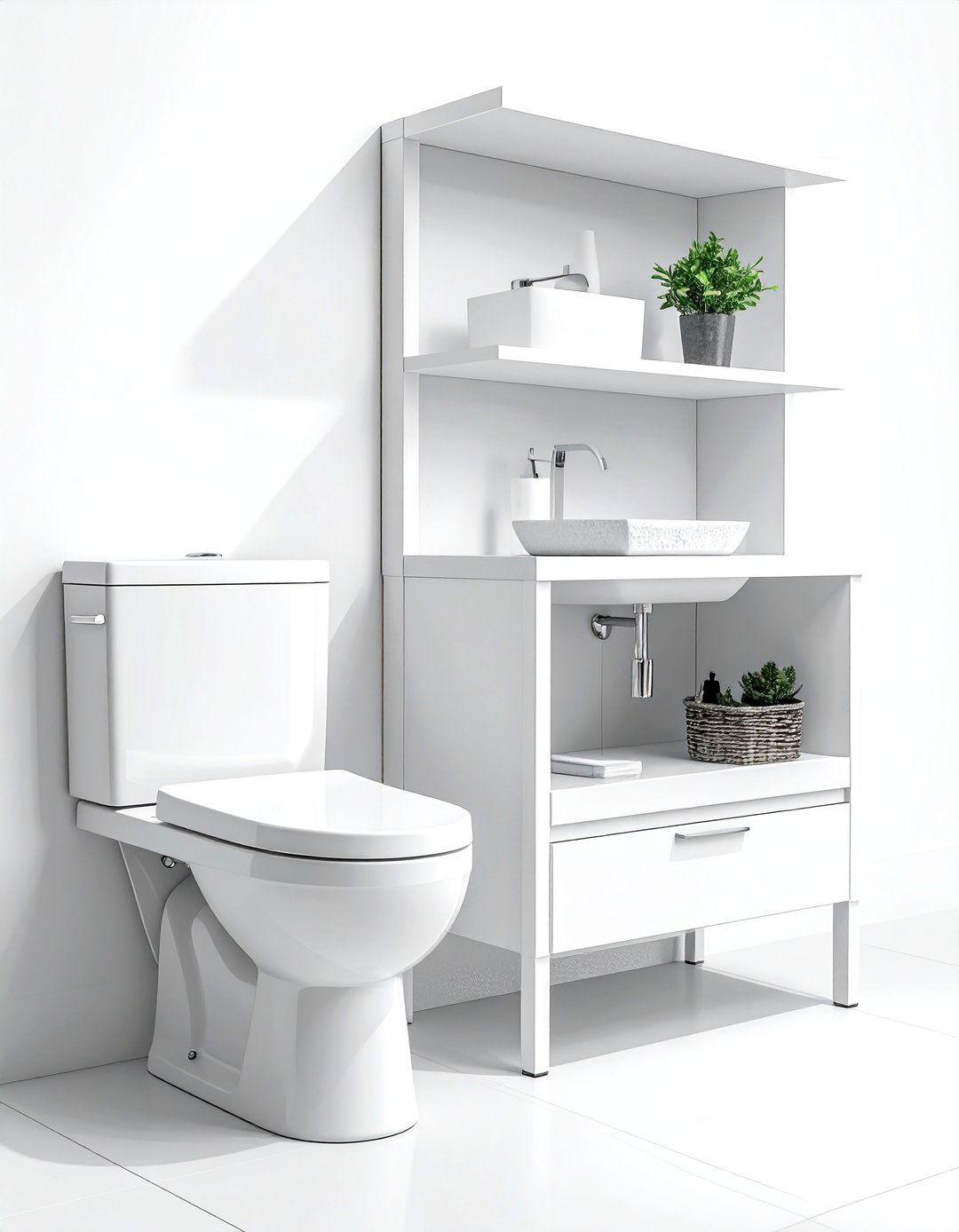 White Over The Toilet Storage - 30 white bathroom furniture ideas