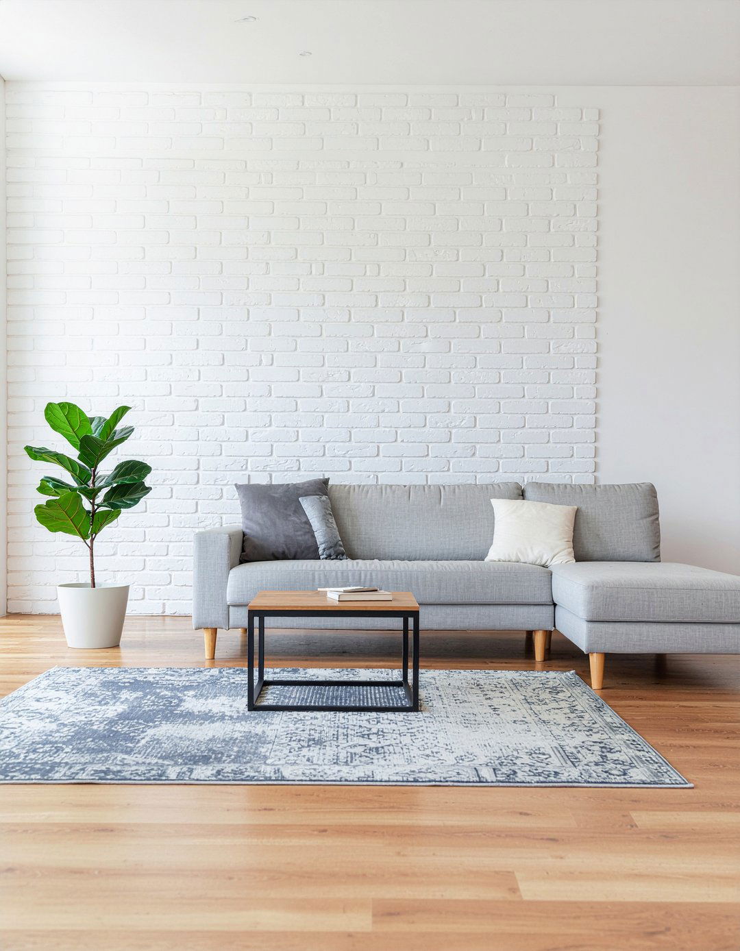 White Painted Brick Wall - 30 living room brick wall ideas