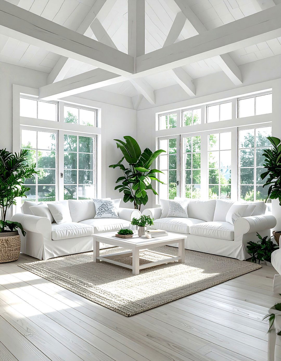 White Painted Truss - 30 living room trusses ideas