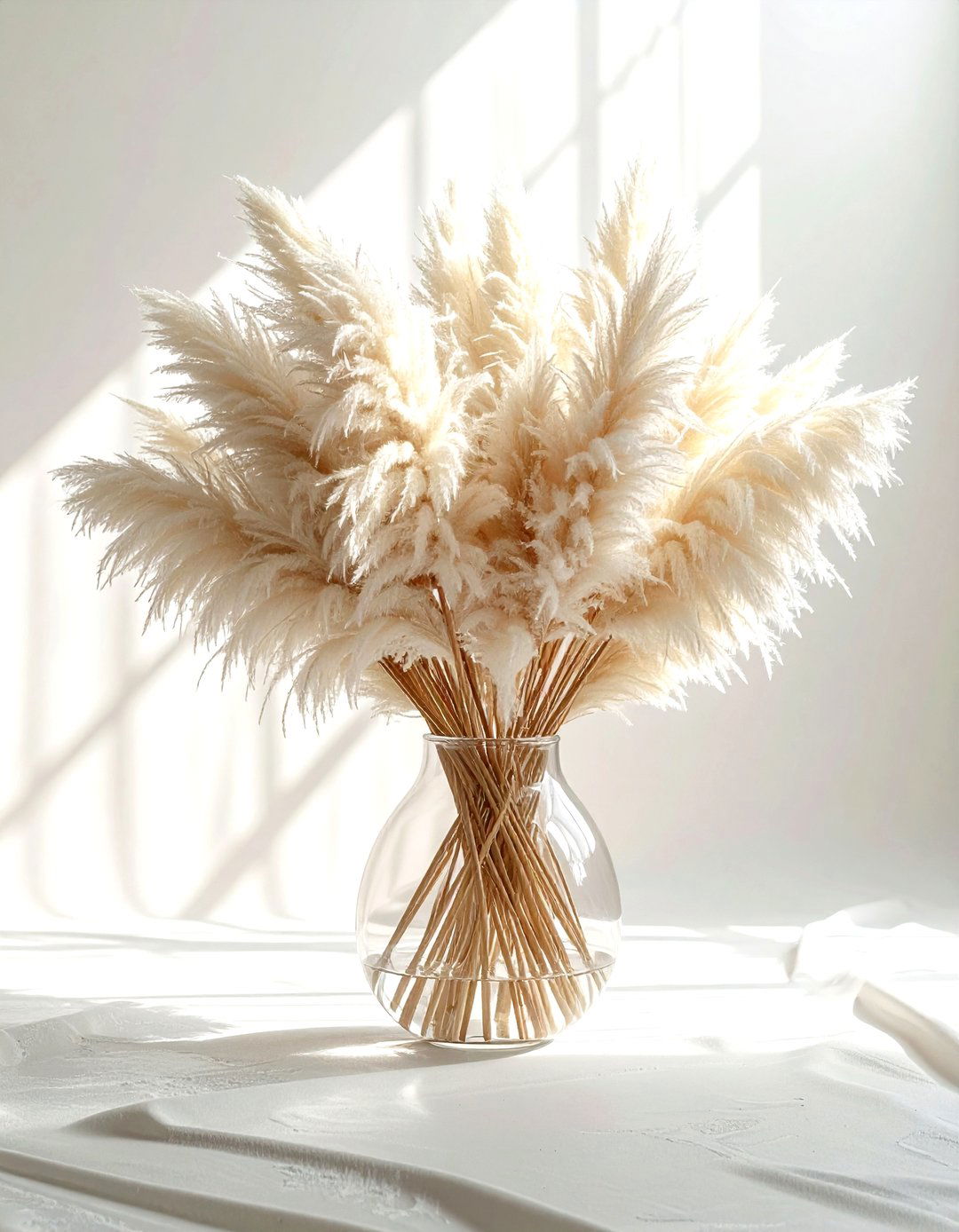 White Pampas Grass - 30 white living room accessories ideas