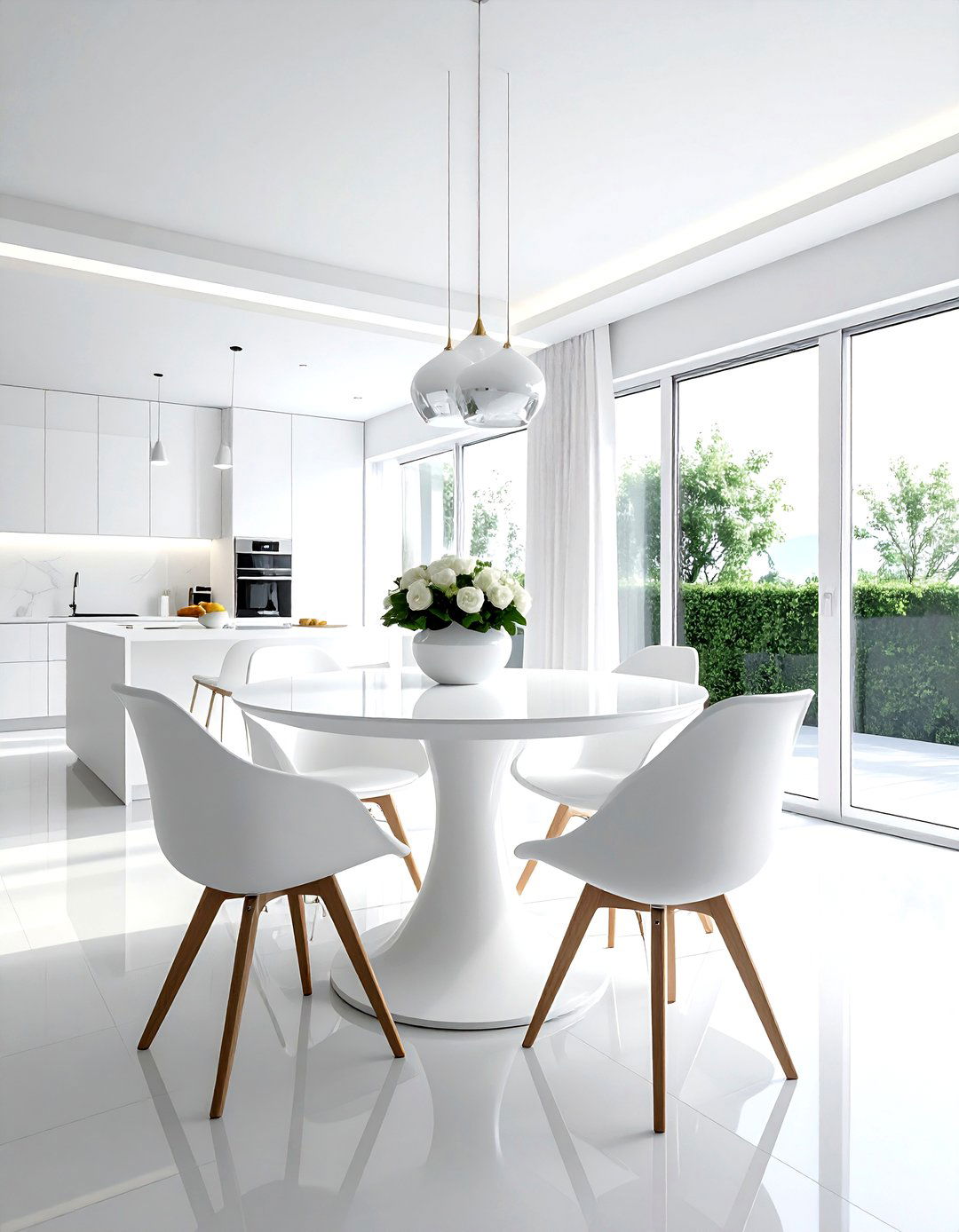 White Pedestal Dining Table - 30 living room white furniture ideas