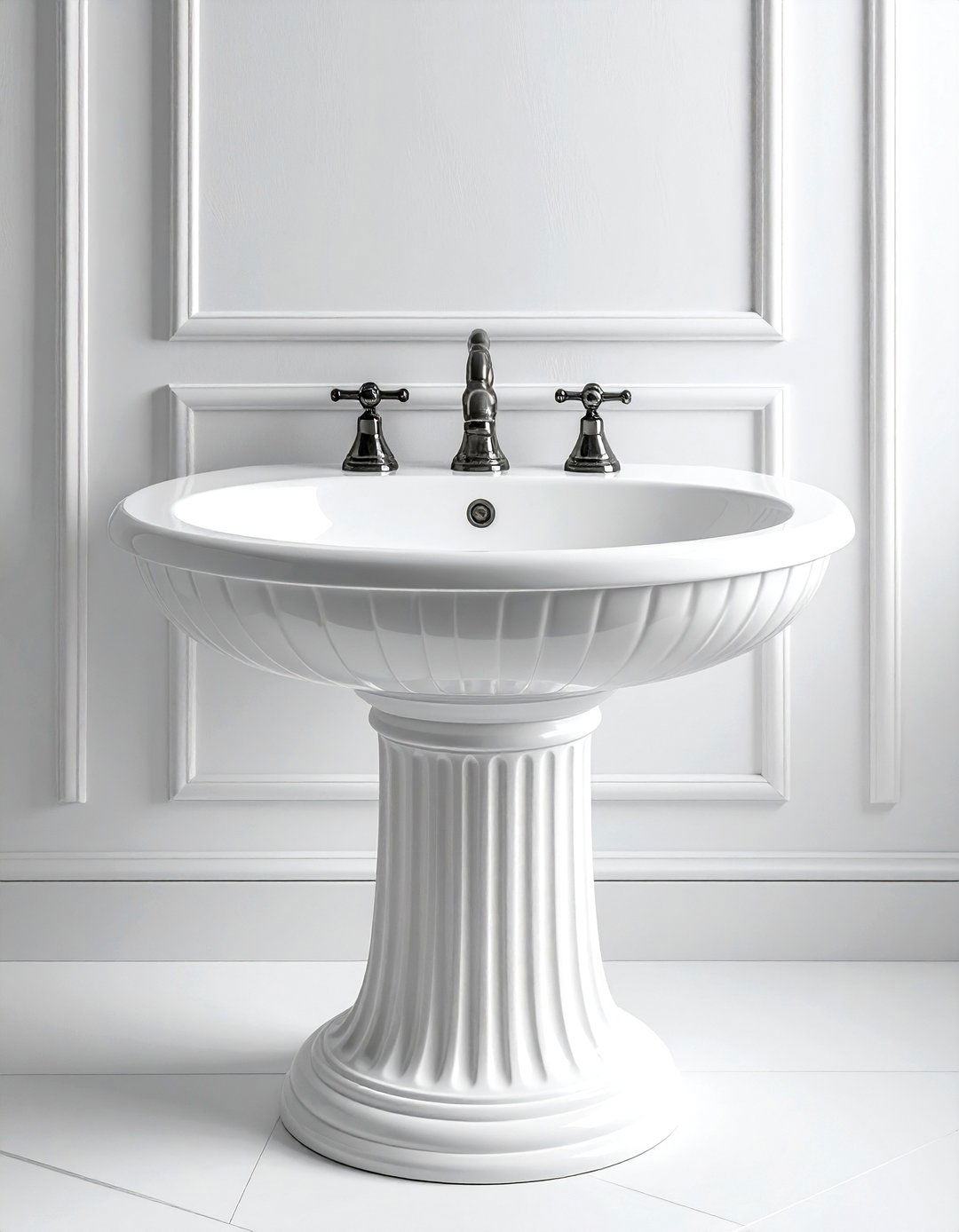 White Pedestal Sink - 30 white bathroom furniture ideas