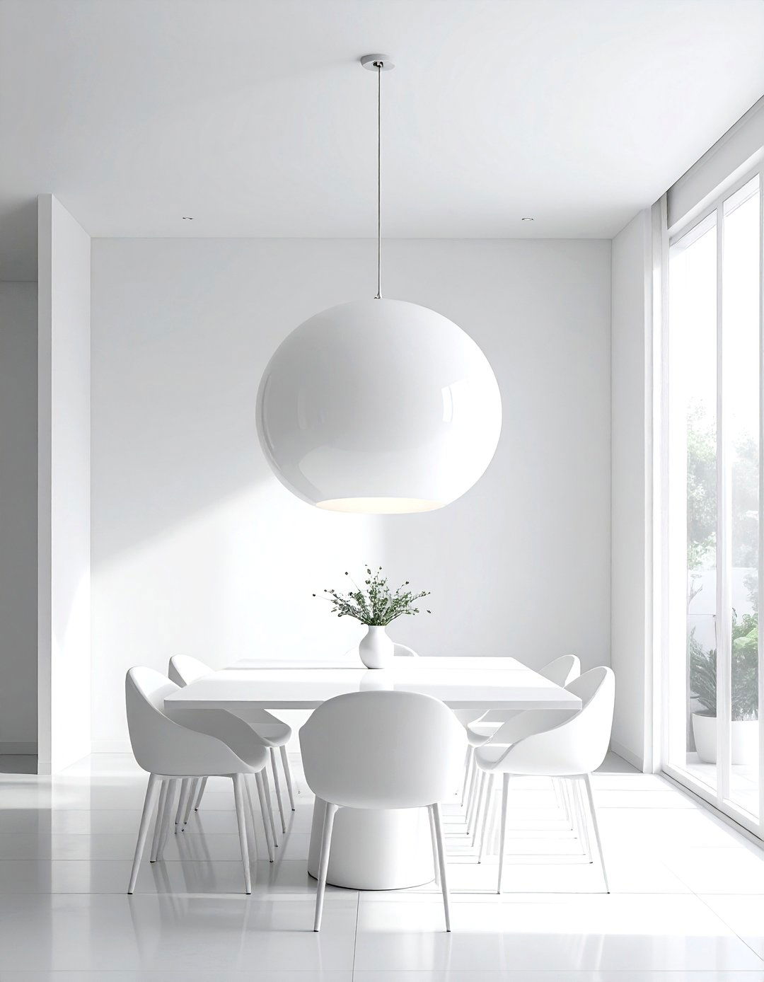 White Pendant Light - 30 white dining room accessories ideas