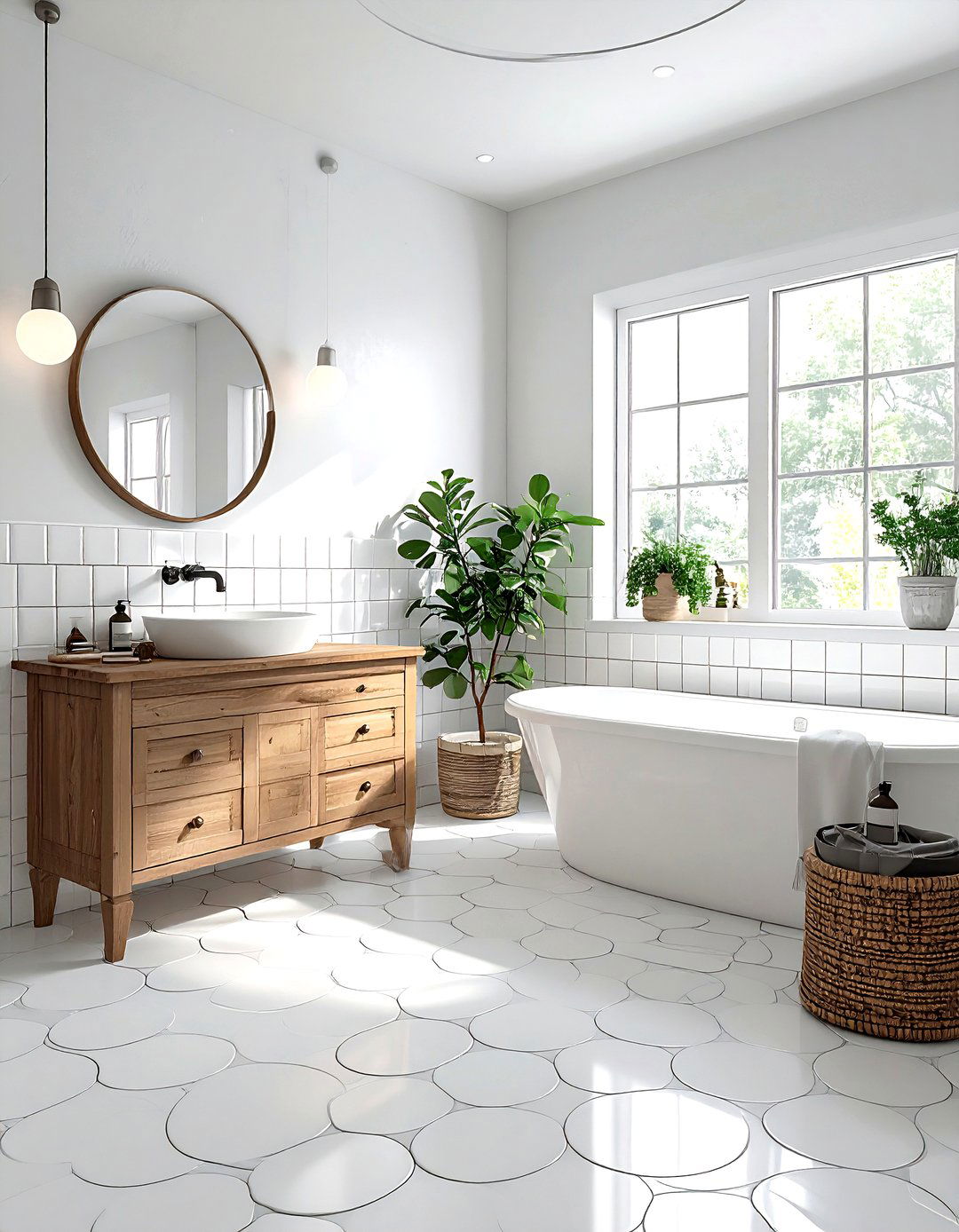 White Penny Tile Bathroom - 30 white bathroom design ideas