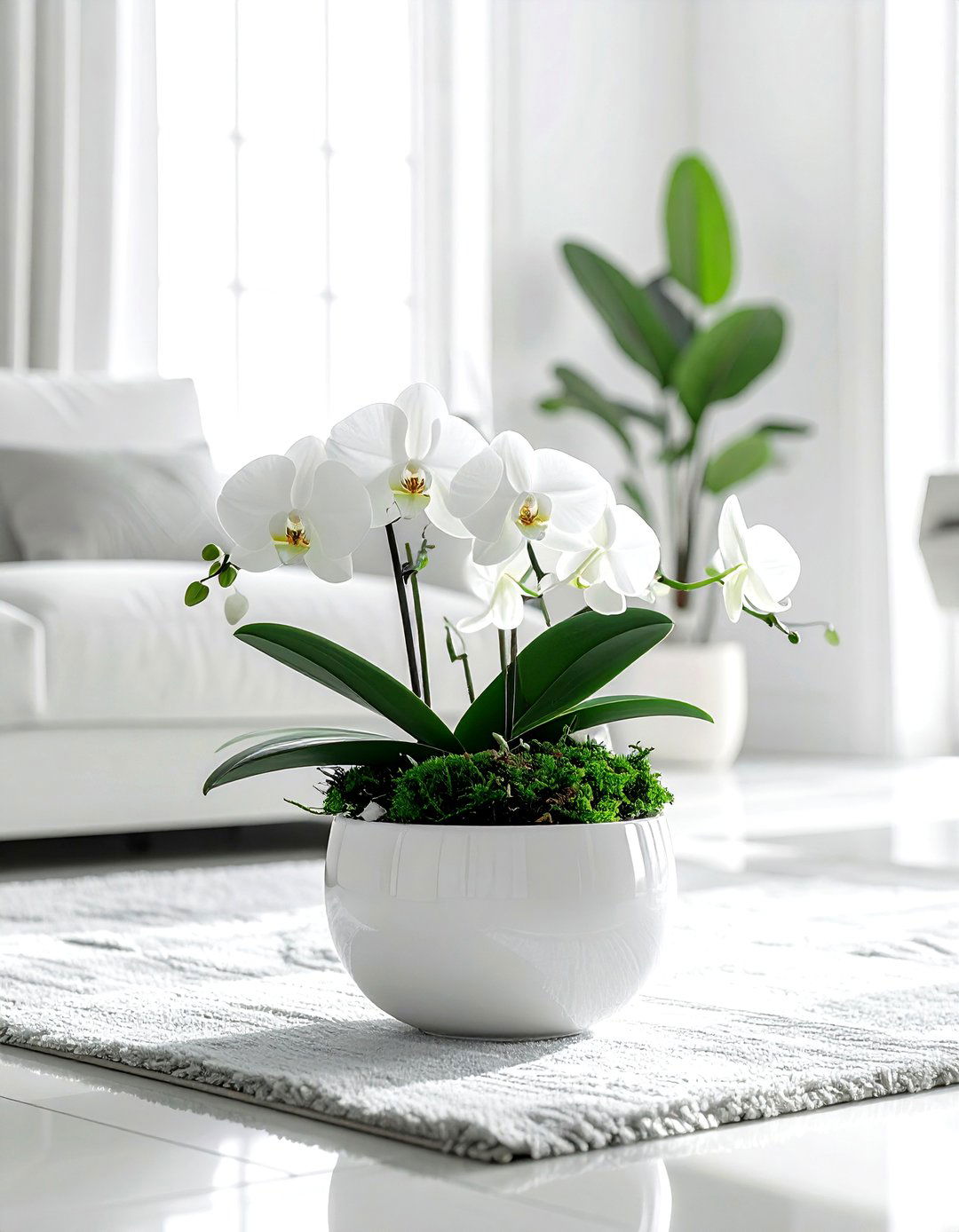 White Phalaenopsis orchid arrangement - 30 orchid decor ideas