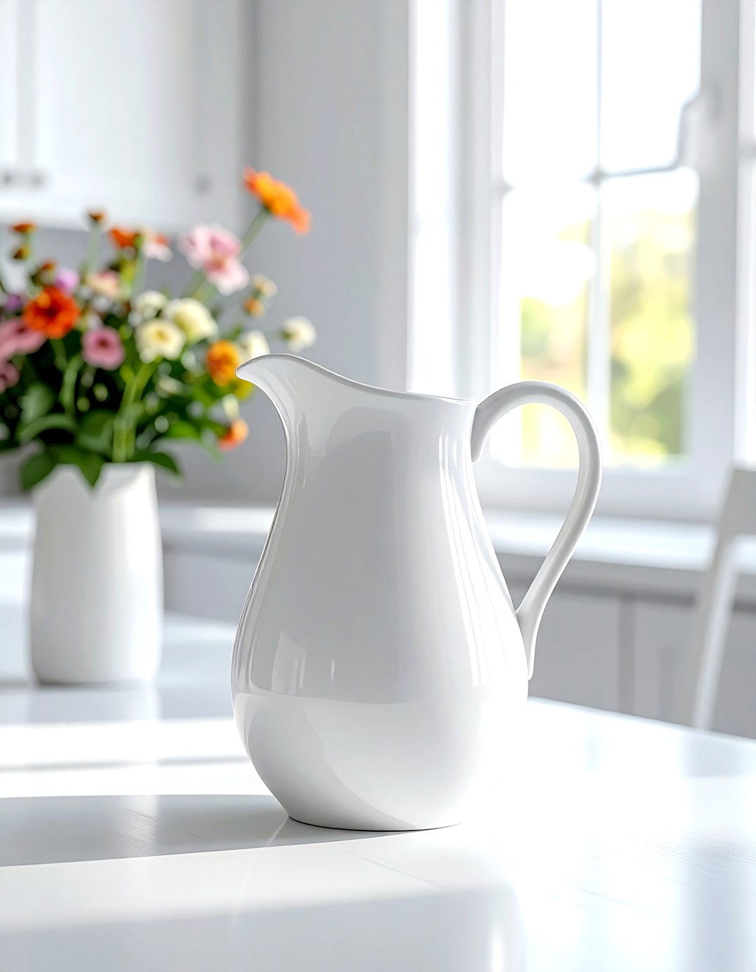 White Pitcher - 30 white dining room accessories ideas