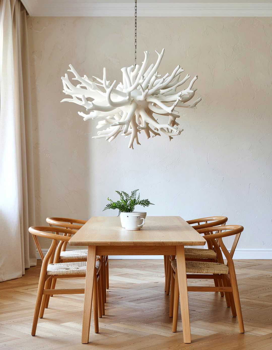 White Plaster Chandelier - 30 modern chandelier dining room ideas