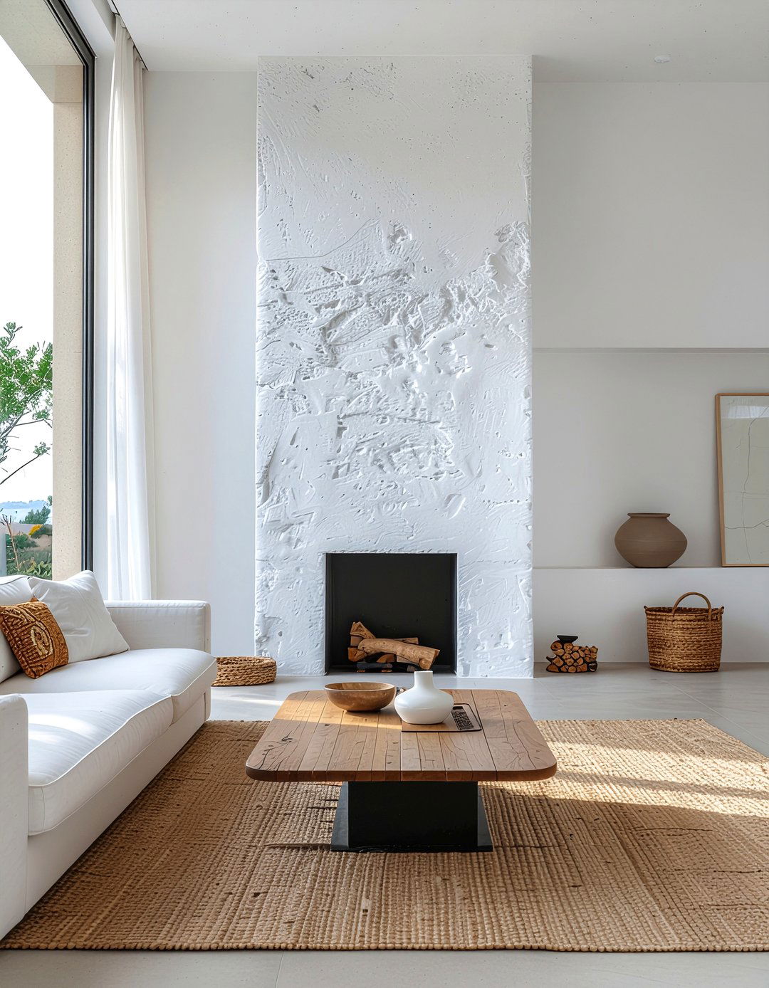 White Plaster Wall - 30 Greek living room ideas