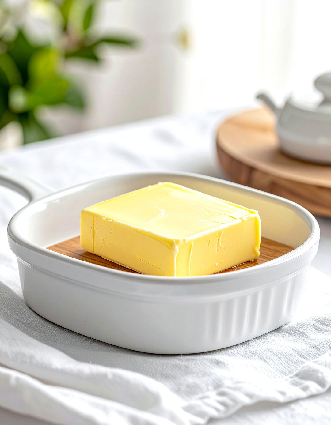 White Porcelain Butter Dish - 30 white kitchen accessories ideas