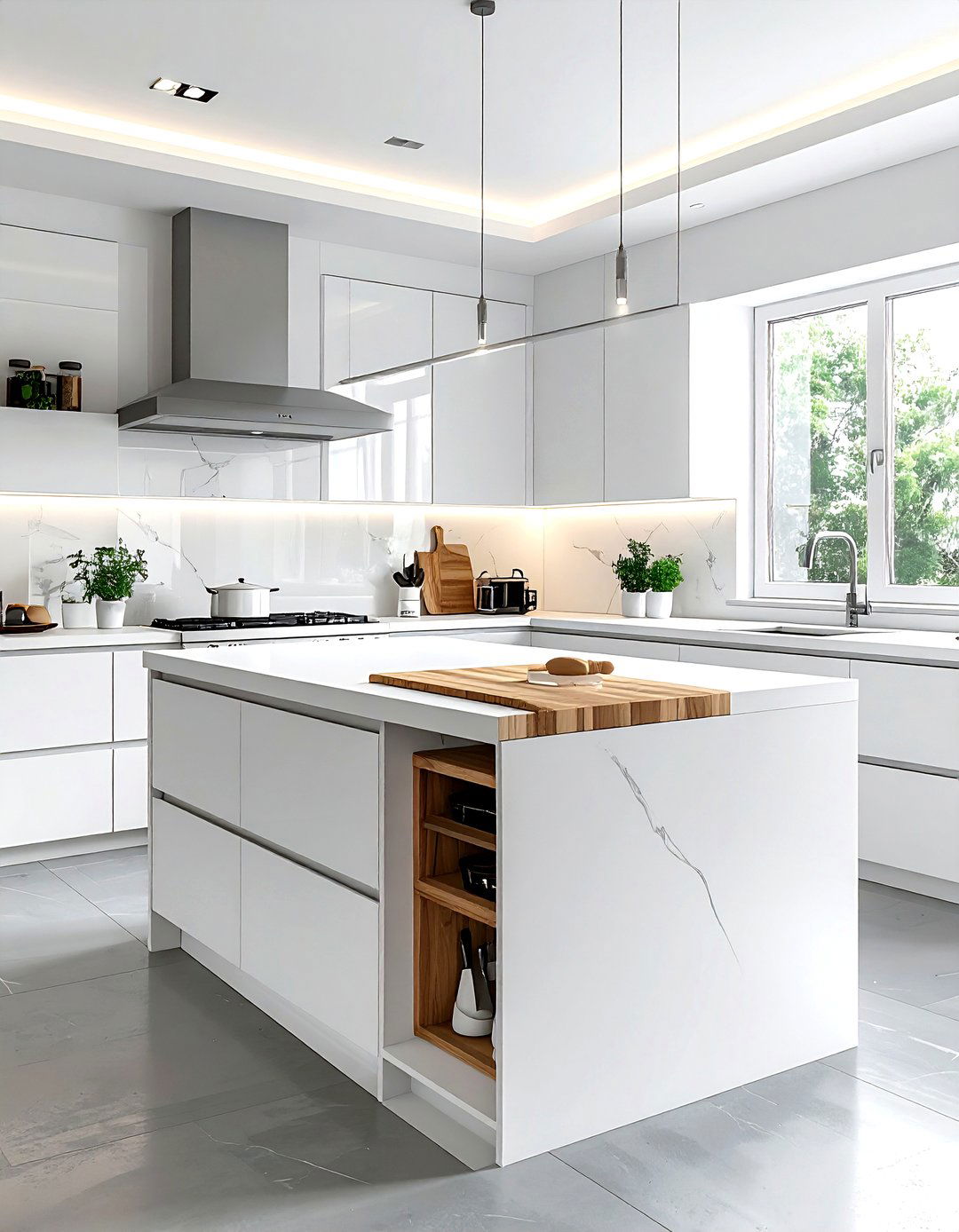 White Prep Station - 30 white kitchen furniture ideas
