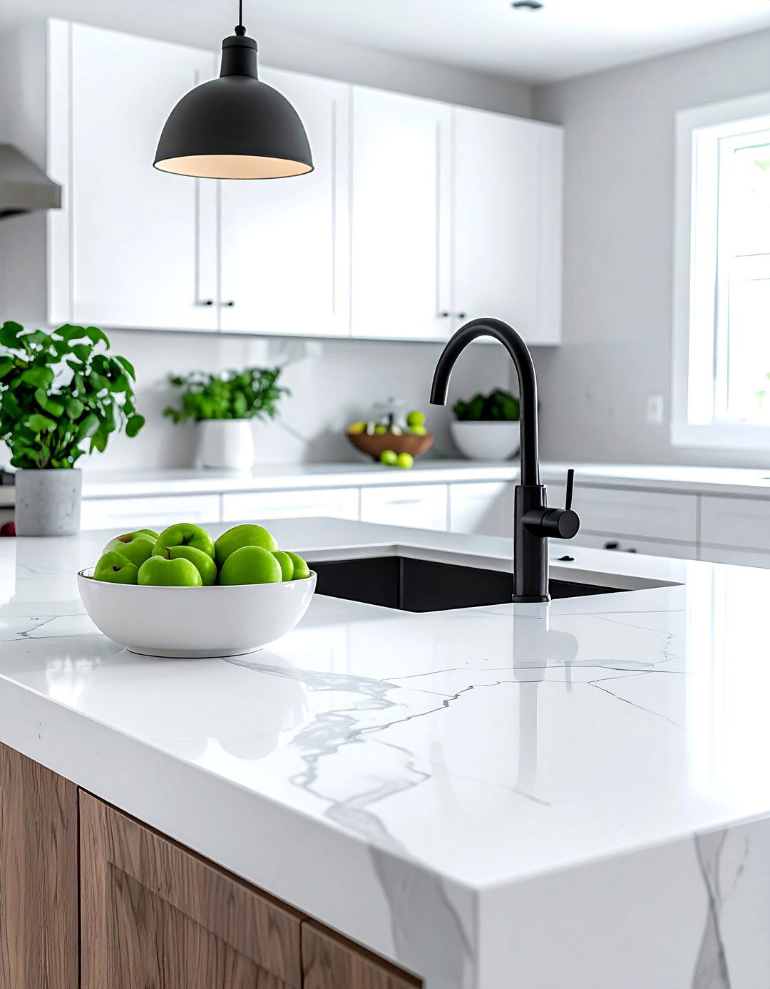 White Quartz Countertop - 30 transitional home decor ideas