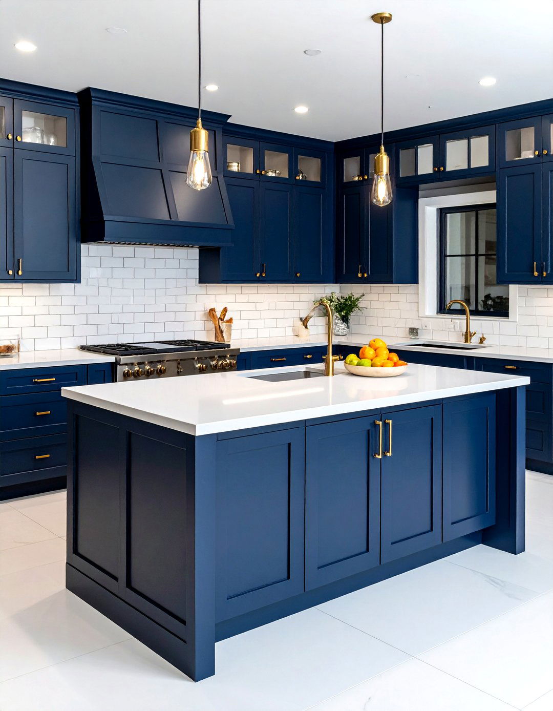 White Quartz Countertop Navy Cabinets - 30 white countertop kitchen ideas