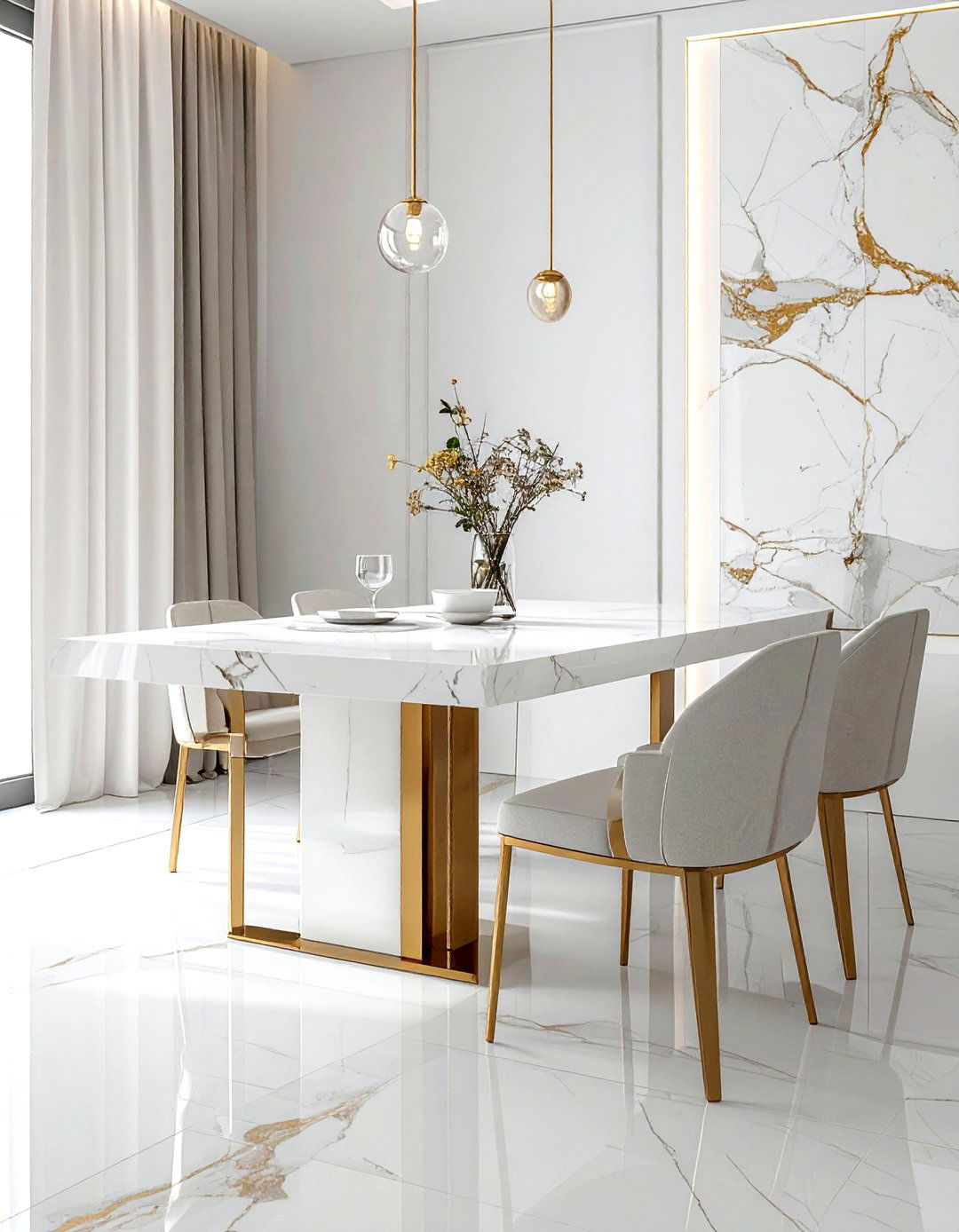 White Quartz Dining Table - 30 white dining table ideas