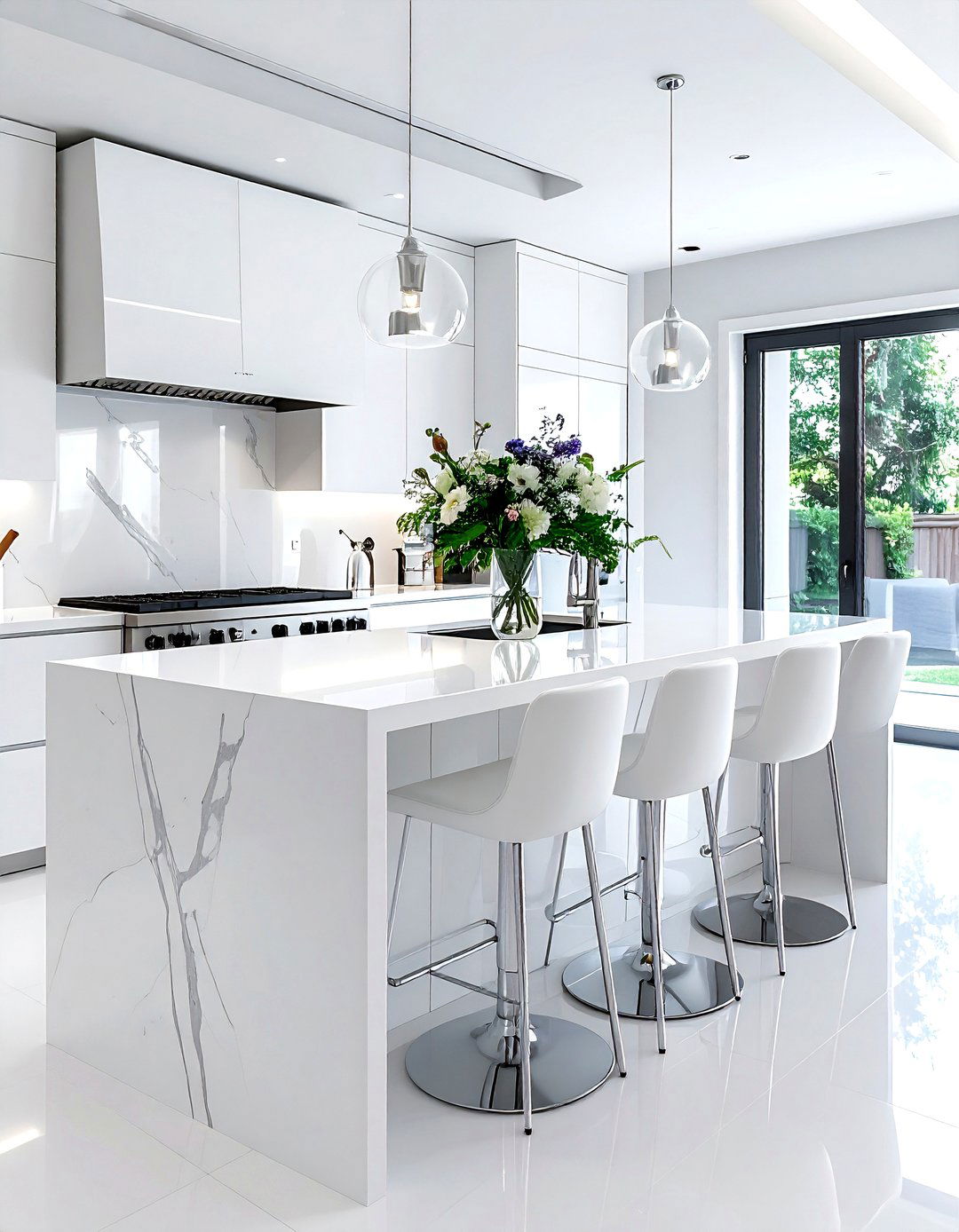 White Quartz Island Downdraft - 30 downdraft vent kitchen ideas