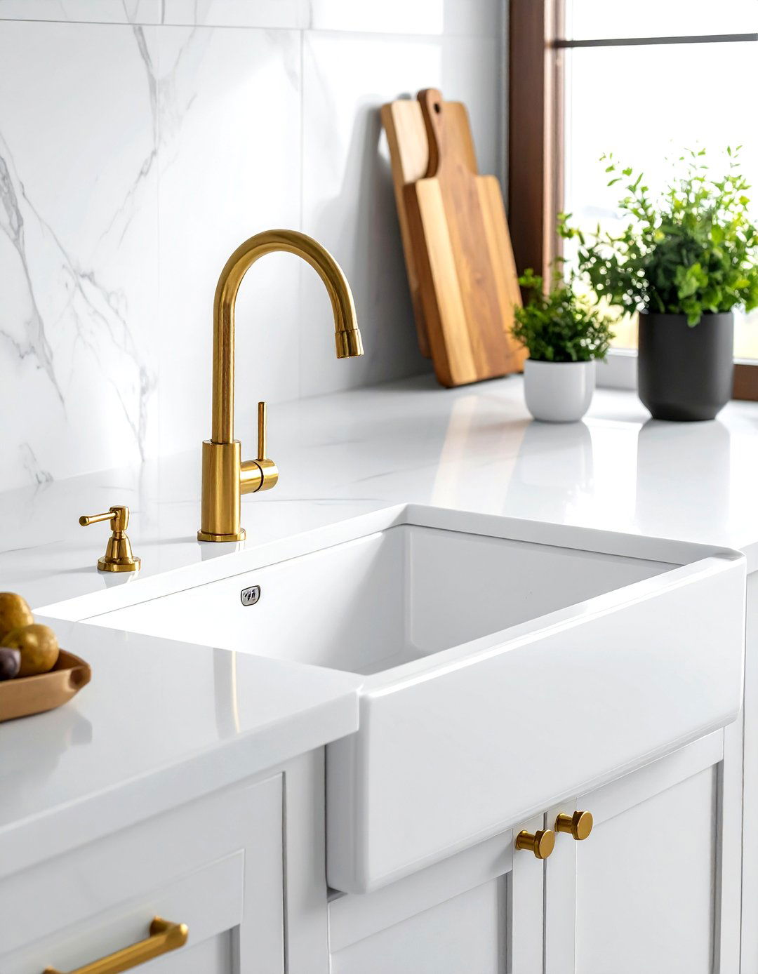 White Quartz Sink - 30 white sink kitchen ideas