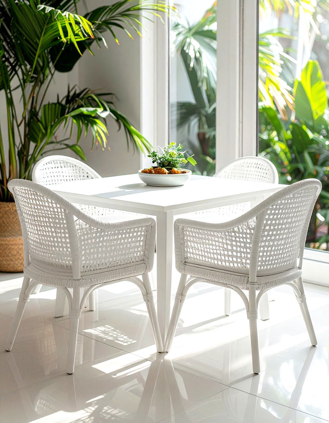White Rattan Dining Chairs - 30 white dining room furniture ideas
