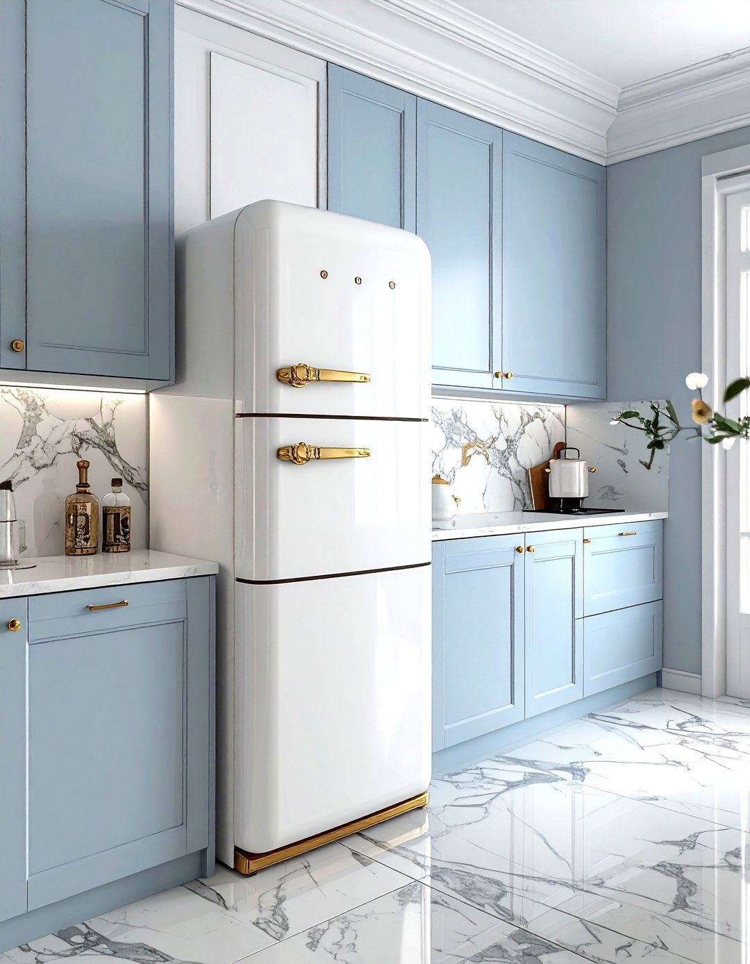 White Refrigerator With Gold Handles - 30 kitchen refrigerator ideas