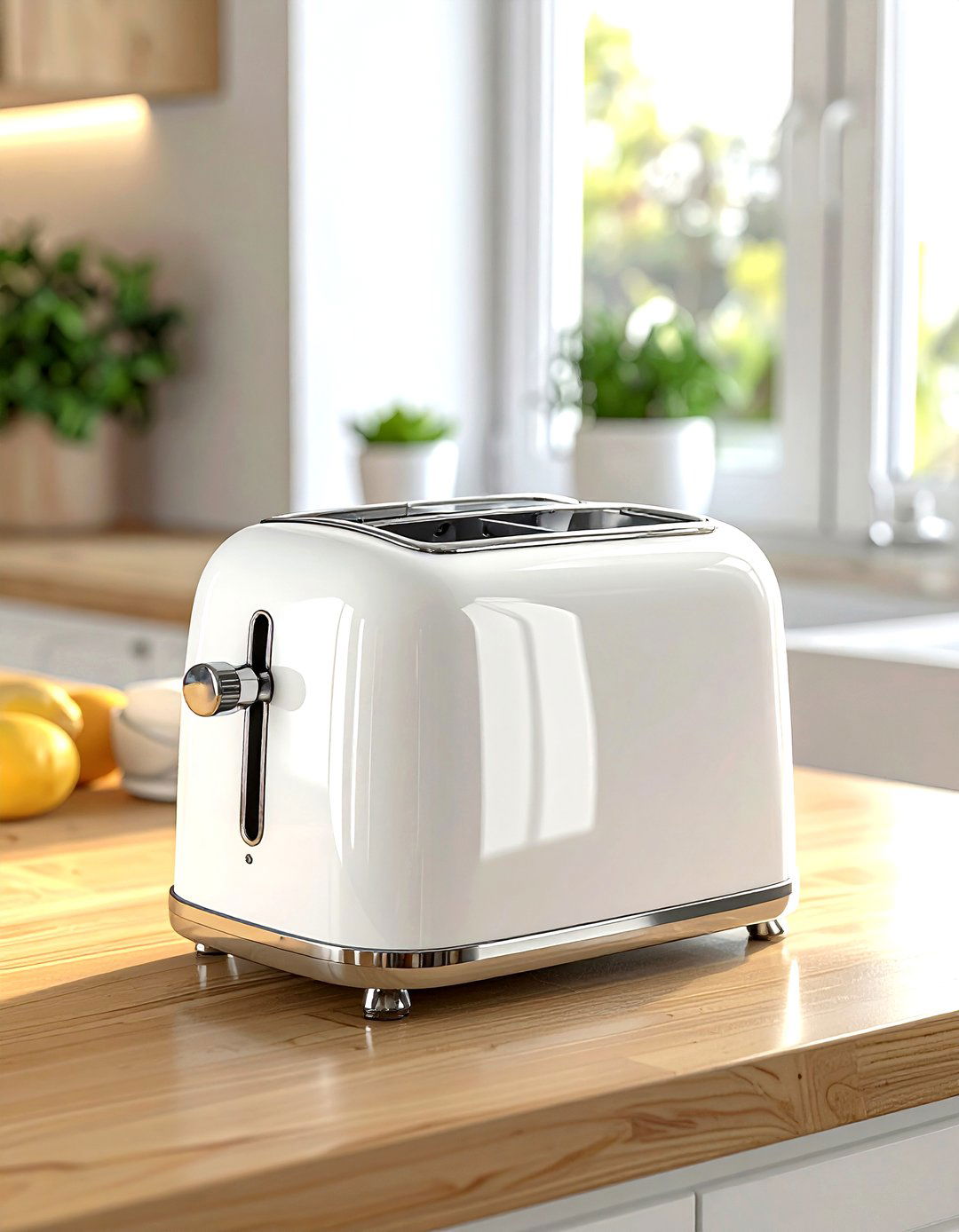 White Retro Toaster - 30 white kitchen accessories ideas