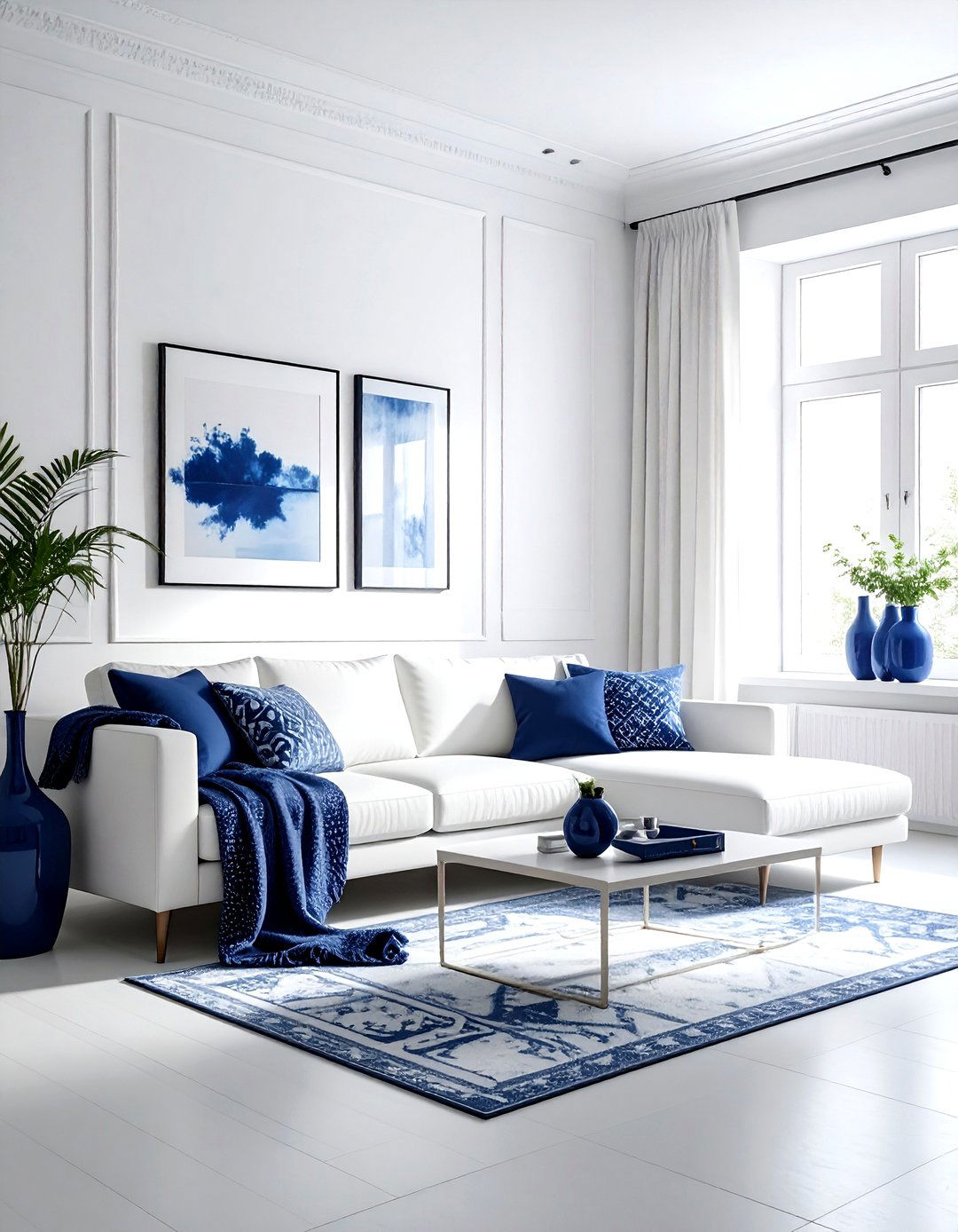 White Room Navy Accents - 30 navy and white living room ideas