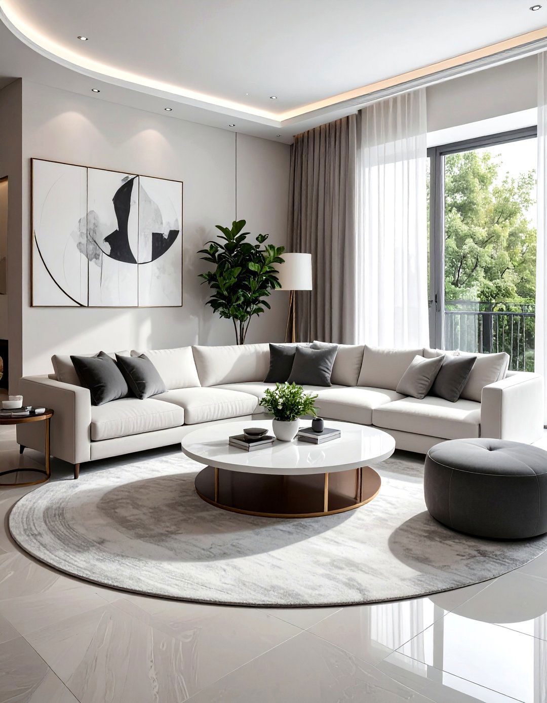 White Round Coffee Table - 30 living room white furniture ideas