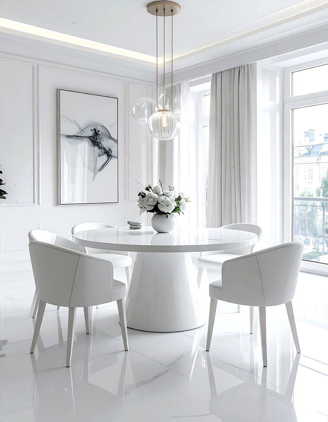 White Round Table Dining Room - 30 white dining room decor ideas