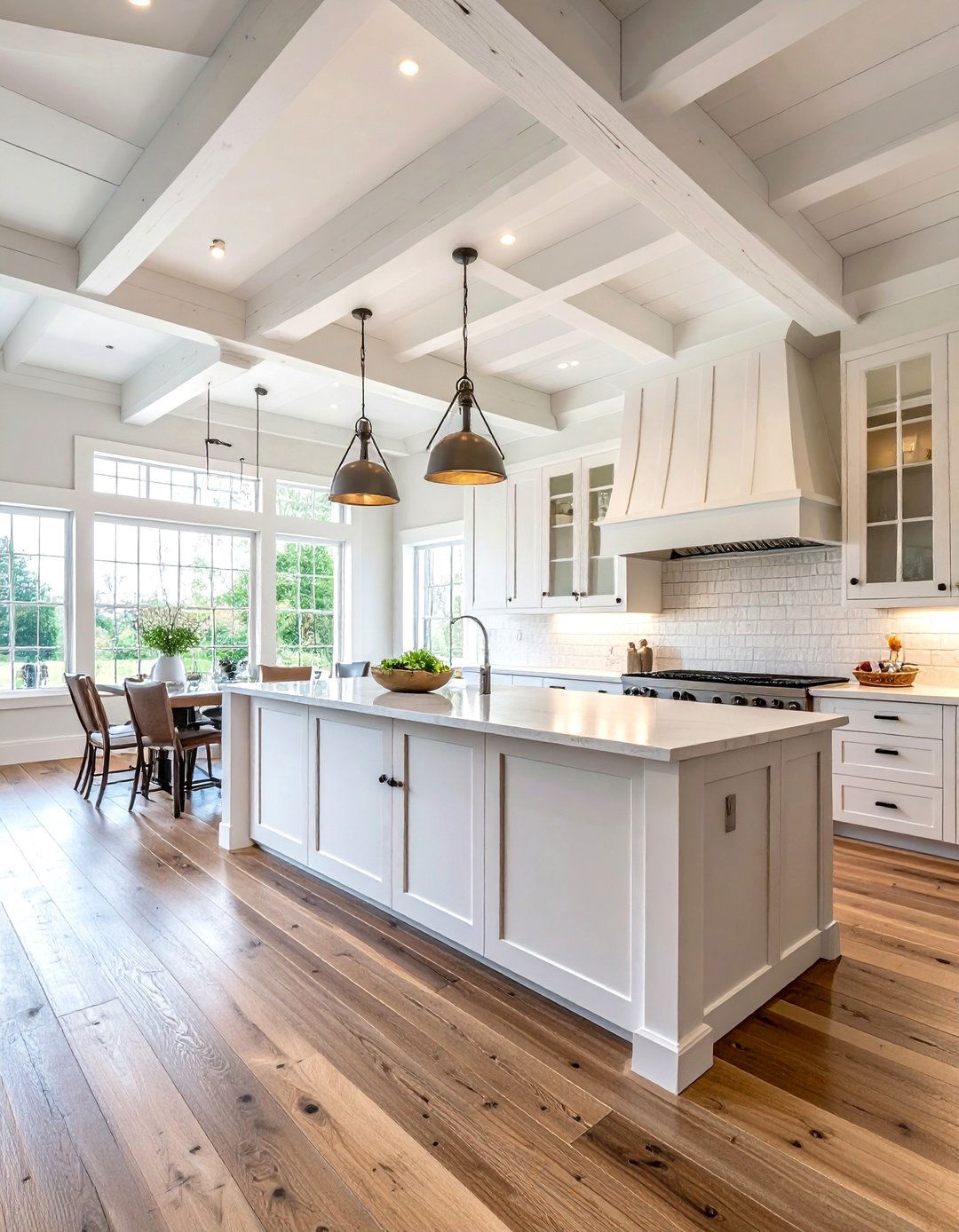 White Rustic Beams - 30 white kitchen ideas