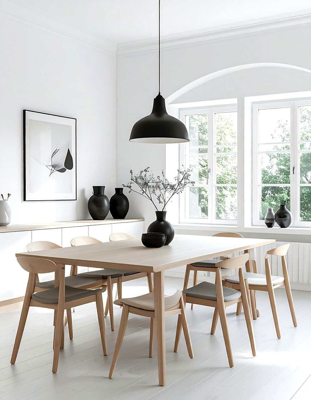 White Scandi Dining Room Charcoal Decor - 30 charcoal and white dining room ideas