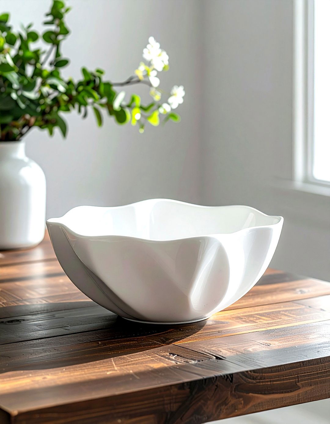 White Sculptural Bowl - 30 white dining room accessories ideas